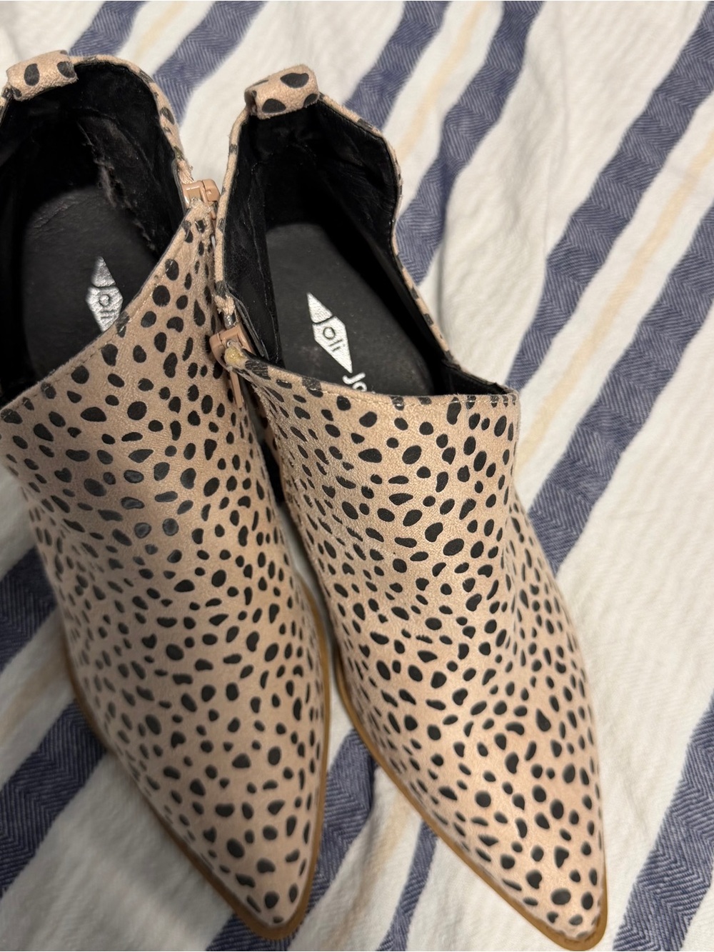Jolimall Leopard Cheetah Print Pointed Toe Ankle Booties Women's Size 7